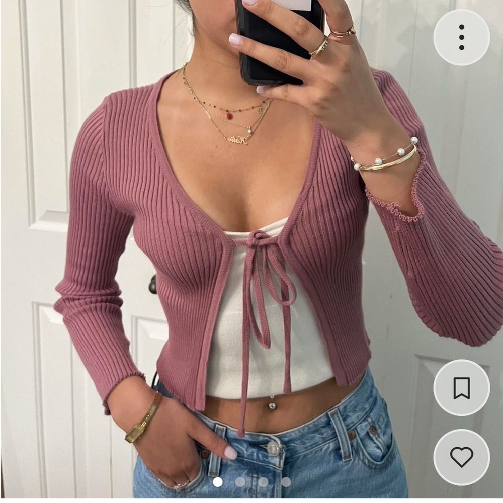 Tie Front Pink Cardigan